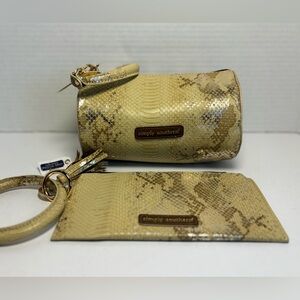 Simply Southern Snakeskin Print Cosmetic Travel Bag & Leather Bangle Wallet